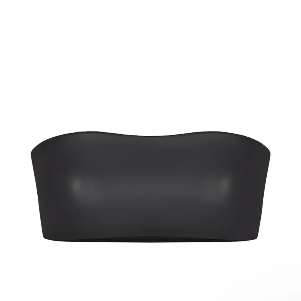🖤SKIMS SWIM FAUX LEATHER MICRO PLEATHER BANDEAU BIKINI TOP ONYX XXS M - Picture 4 of 6